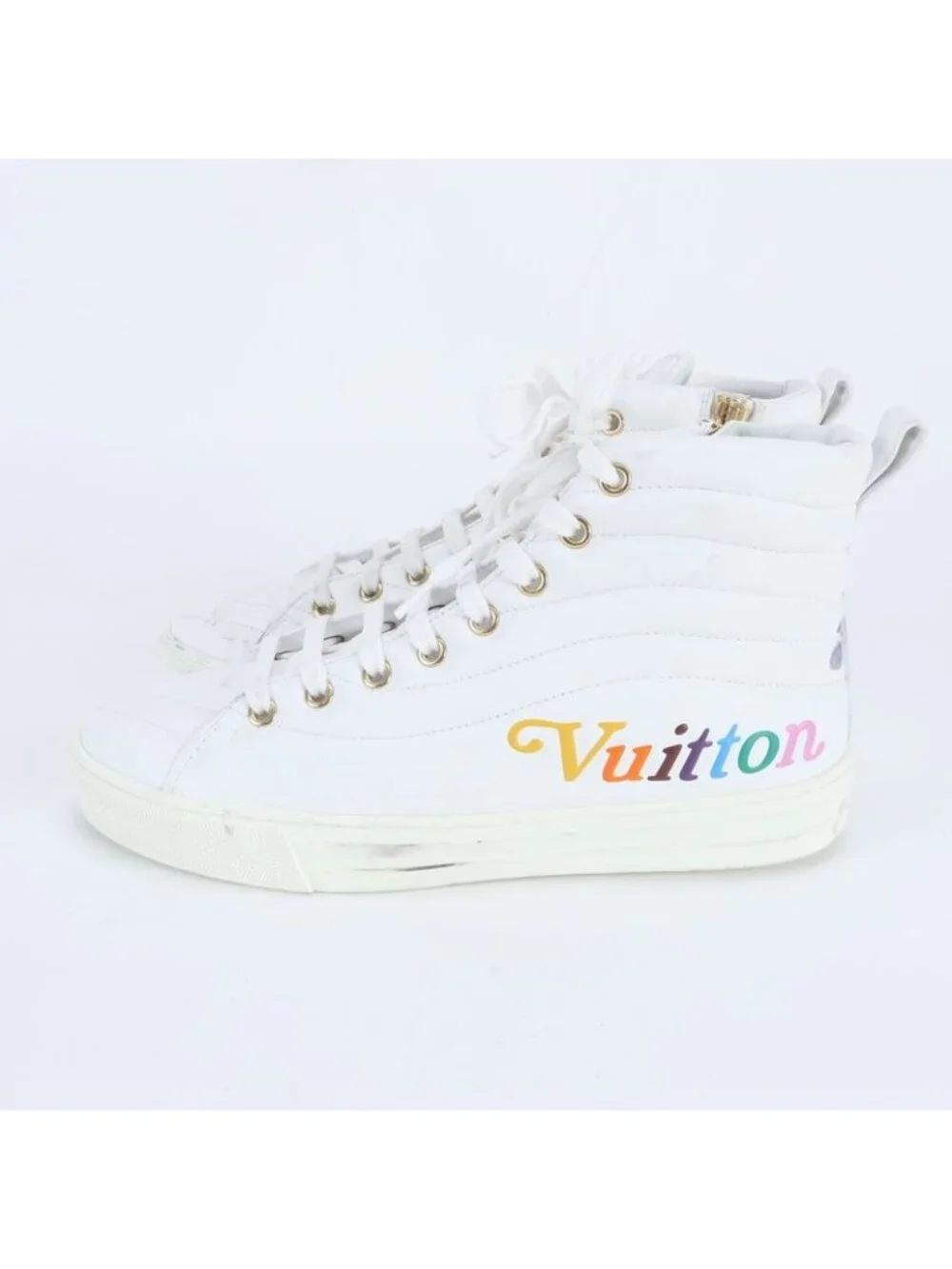 Louis Vuitton Stella Line Leather Sneakers High Cut Lace Up Shoes 37 Ree - Picture 5 of 8